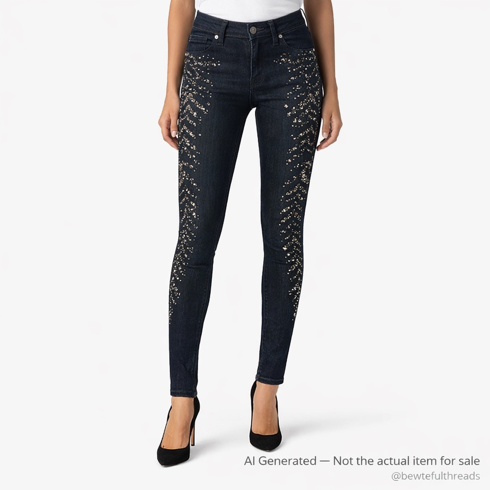 Miss Me 28 Dark Wash Sequin Skinny Jeans Y2K Western Glam Rock